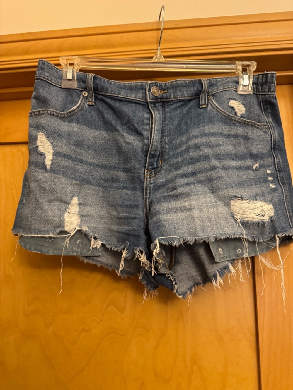 Aerie stretchy Denim Distressed Cutoff Shorts - Blue